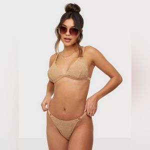 Missguided beige bikini with metal ring detail